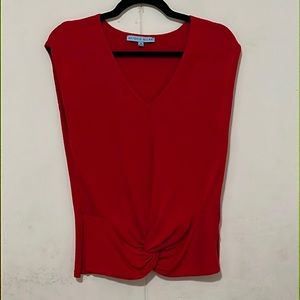 Red shirt sleeve v neck sweater. Size M
